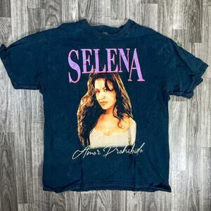 Selena Amor Prohibido Official Tee Black Graphic T-Shirt 2023 Large L Music